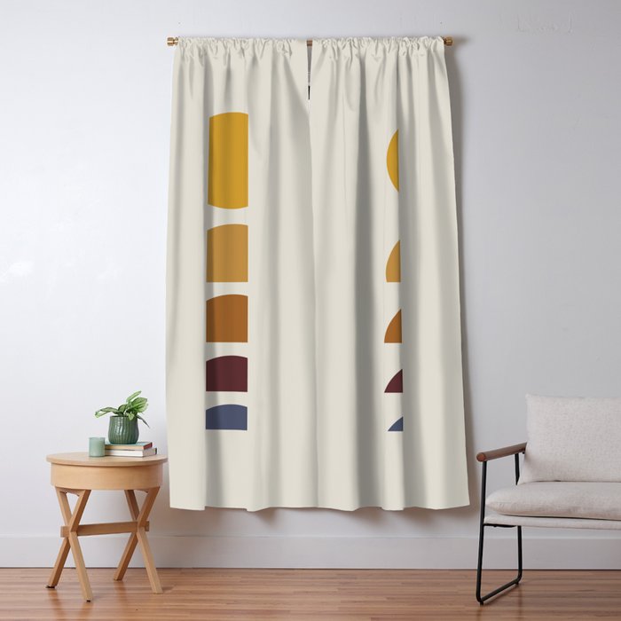 Minimal Sunrise Sunset Shapes Window Curtain