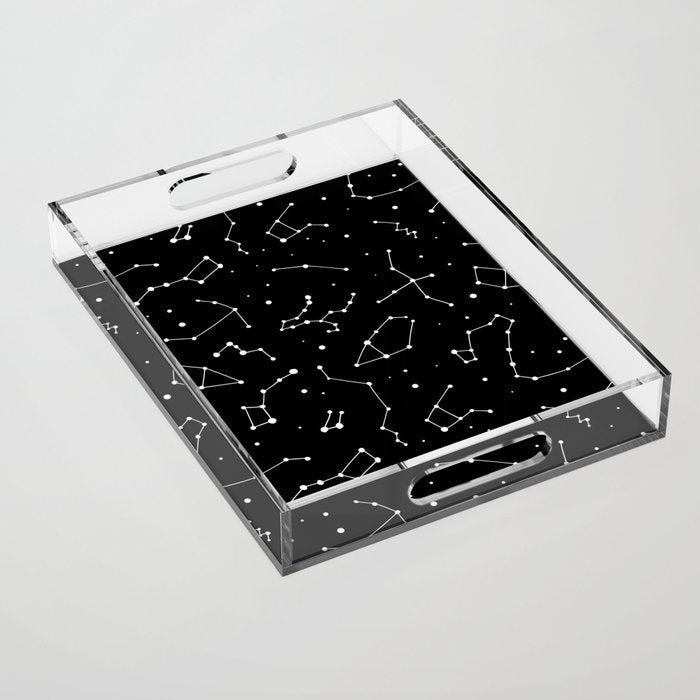 Black And White Constellations Acrylic Tray