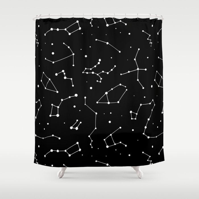 Black And White Constellations Shower Curtain