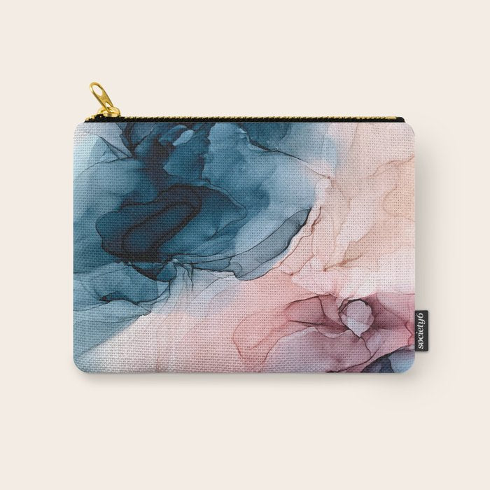 Pastel Plum, Deep Blue, Blush And Gold Abstract Painting Carry All Pouch