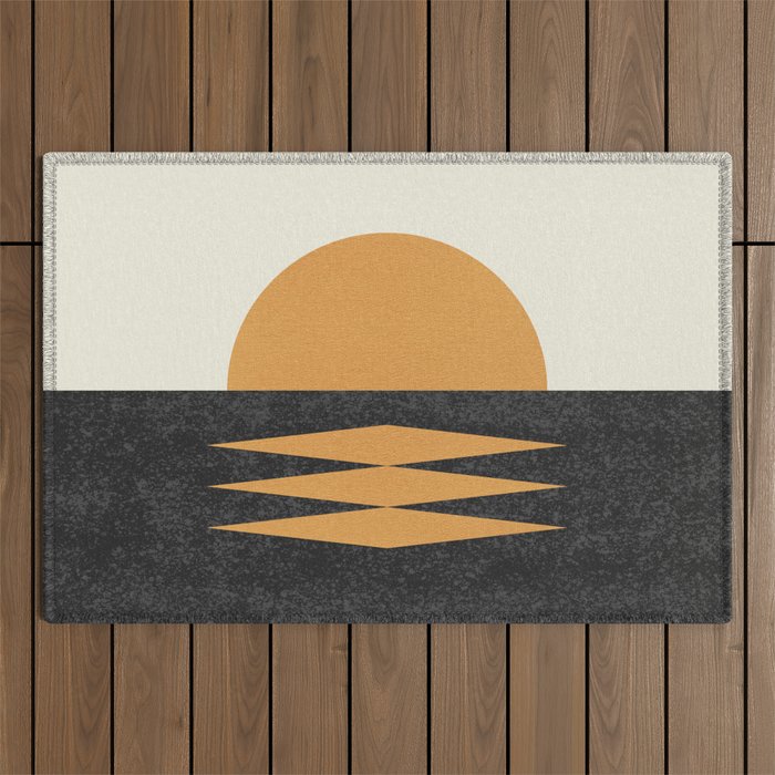 Sunset Geometric Midcentury Style Outdoor Rug
