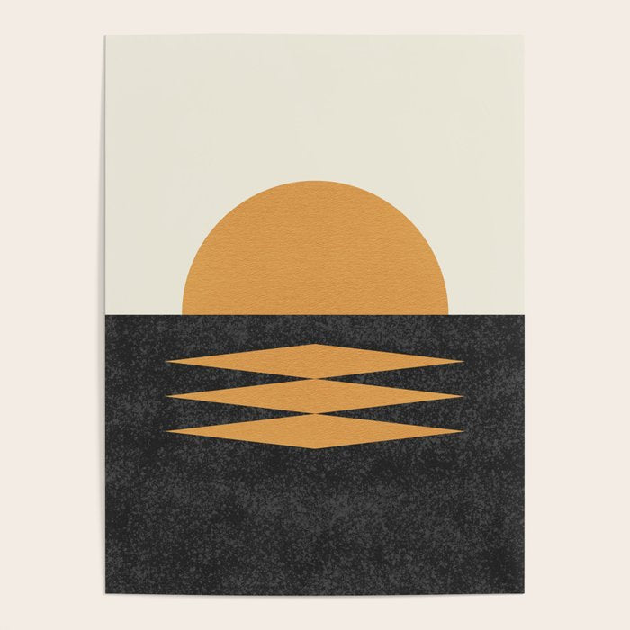 Sunset Geometric Midcentury Style Poster