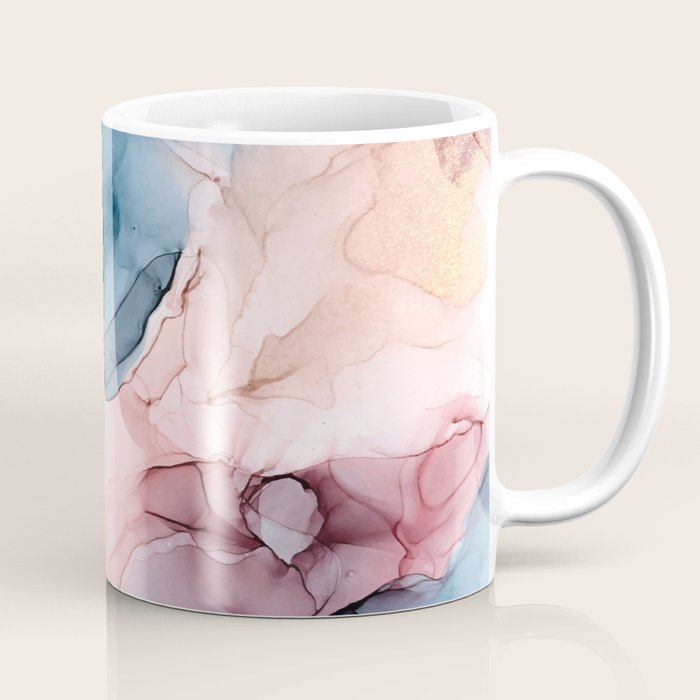 Pastel Plum, Deep Blue, Blush And Gold Abstract Painting Coffee Mug