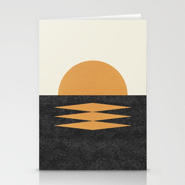 Sunset Geometric Midcentury Style Stationery Card