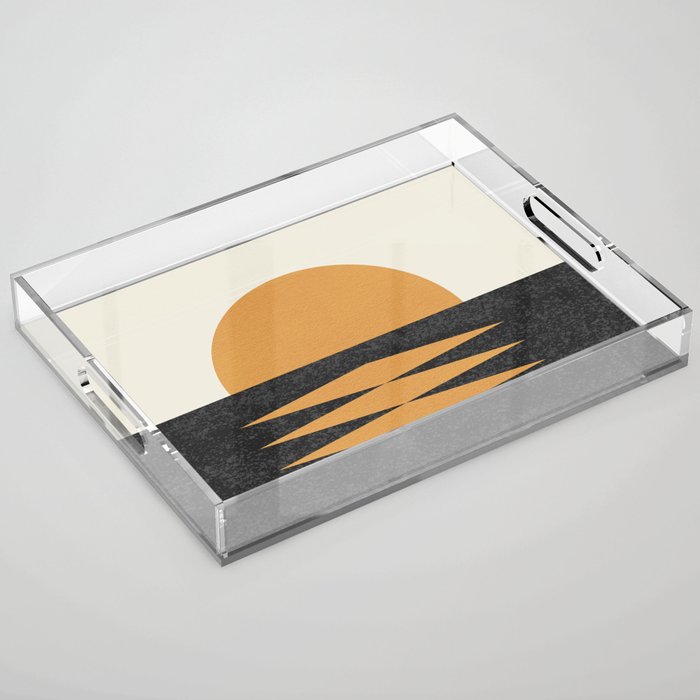 Sunset Geometric Midcentury Style Acrylic Tray