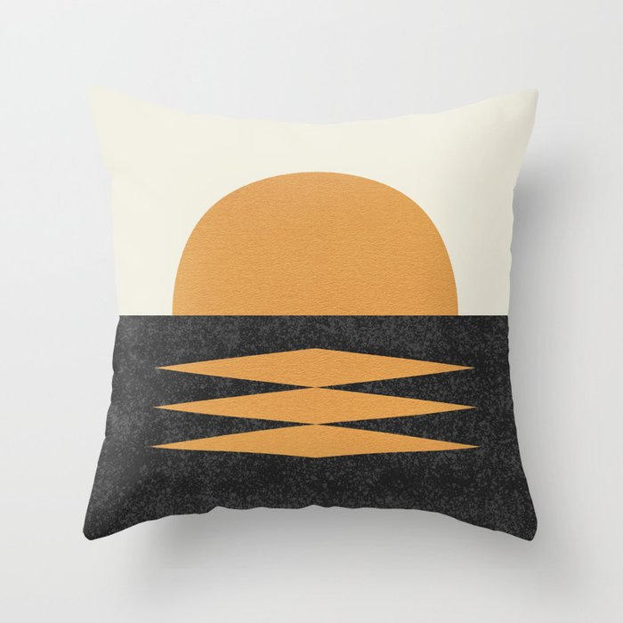 Sunset Geometric Midcentury Style Throw Pillow