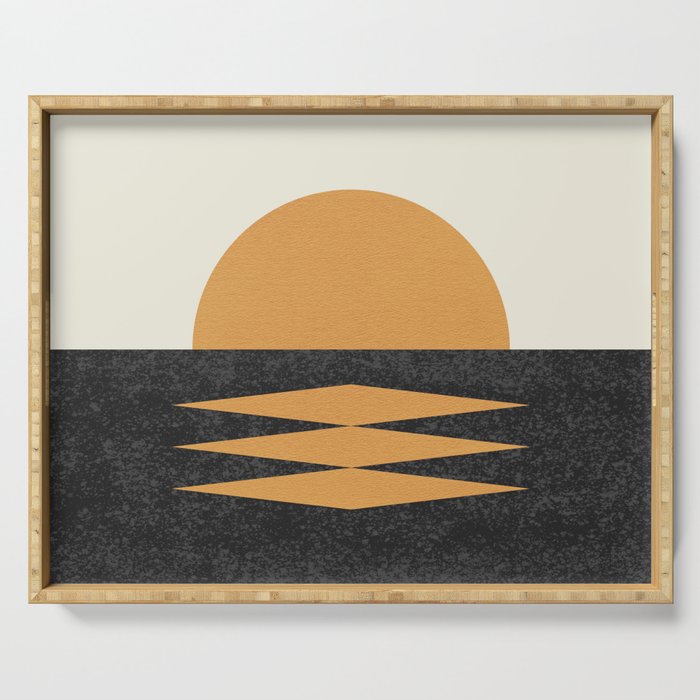 Sunset Geometric Midcentury Style Serving Tray