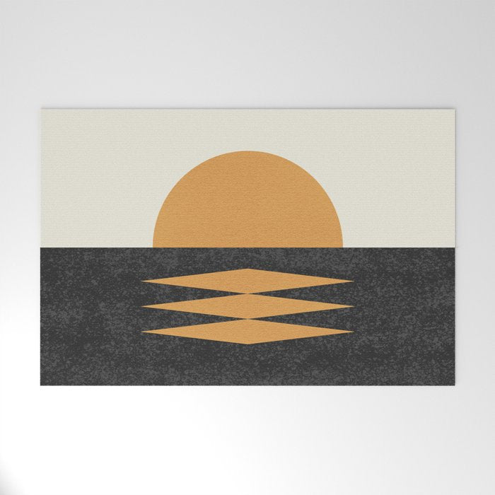 Sunset Geometric Midcentury Style Welcome Mat