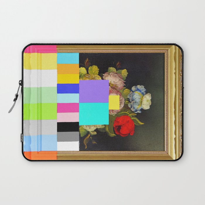 A Painting Of Flowers With Color Bars Laptop Sleeve