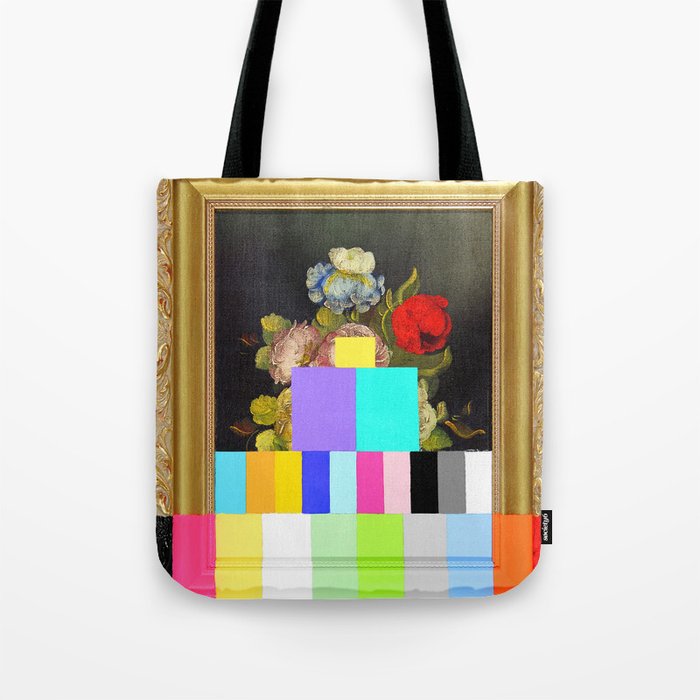 A Painting Of Flowers With Color Bars Tote Bag