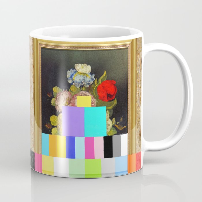 A Painting Of Flowers With Color Bars Coffee Mug