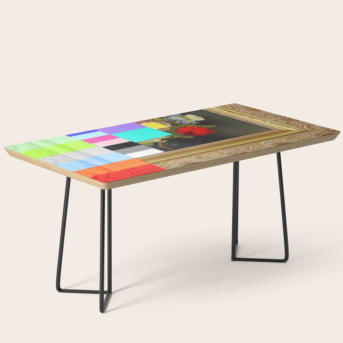 A Painting Of Flowers With Color Bars Coffee Table