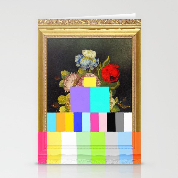 A Painting Of Flowers With Color Bars Stationery Card