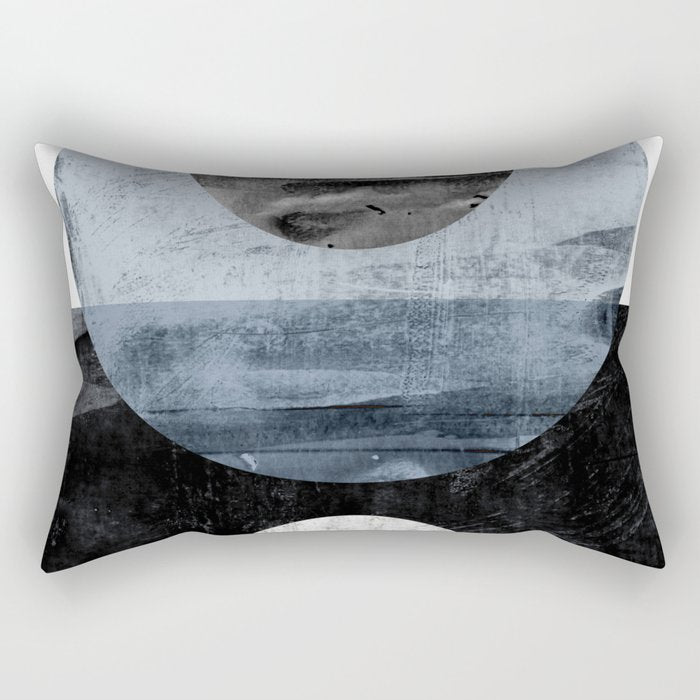 Circles Black And White Geometric Mid-Century Modern Abstract Rectangular Pillow