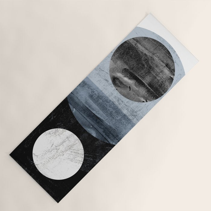 Circles Black And White Geometric Mid-Century Modern Abstract Yoga Mat