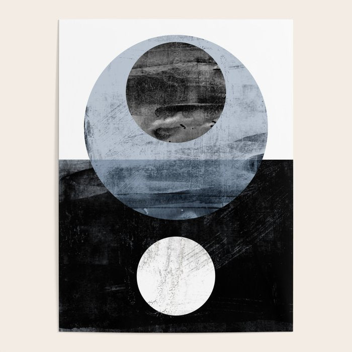 Circles Black And White Geometric Mid-Century Modern Abstract Poster