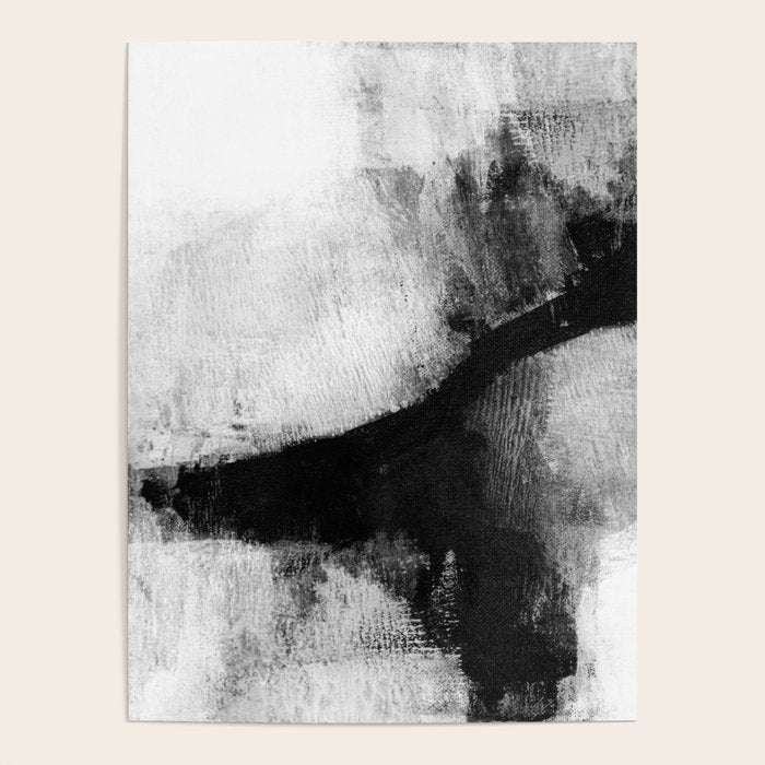 Black And White Textured Abstract Painting "Delve 2" Poster