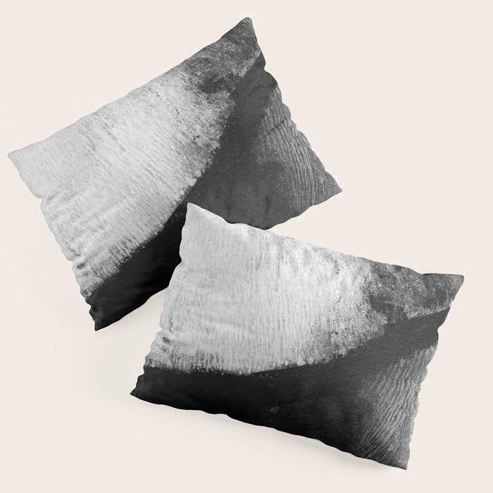 Black And White Textured Abstract Painting "Delve 2" Pillow Sham