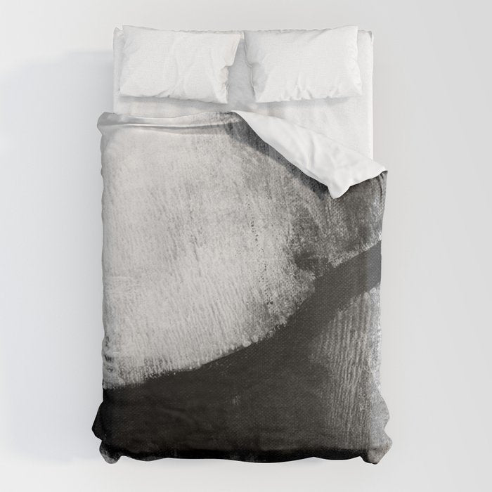 Black And White Textured Abstract Painting "Delve 2" Duvet Cover
