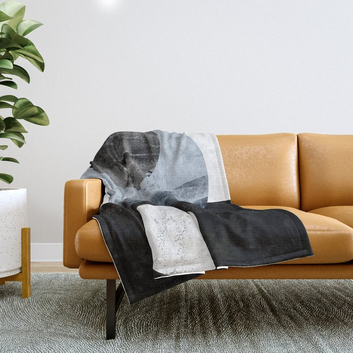 Circles Black And White Geometric Mid-Century Modern Abstract Throw Blanket