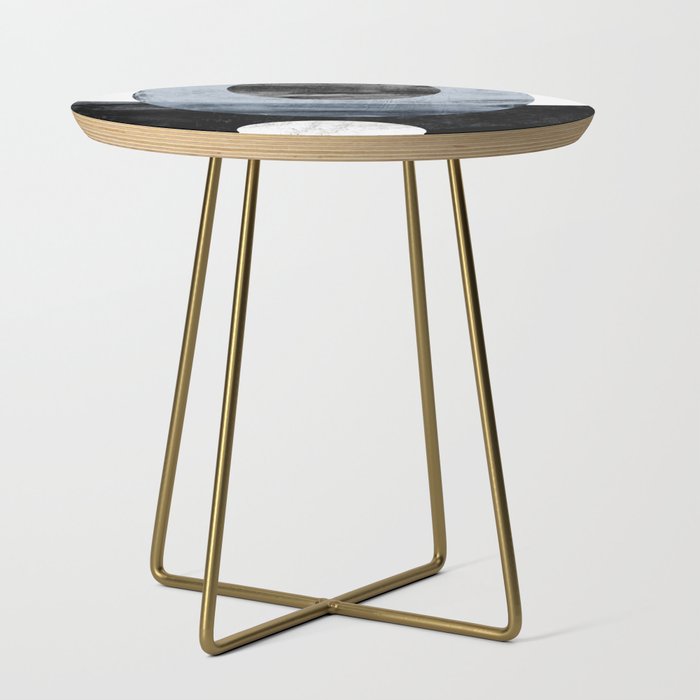 Circles Black And White Geometric Mid-Century Modern Abstract Side Table