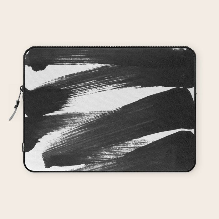 Black Brushstrokes Abstract Ink Painting Laptop Sleeve