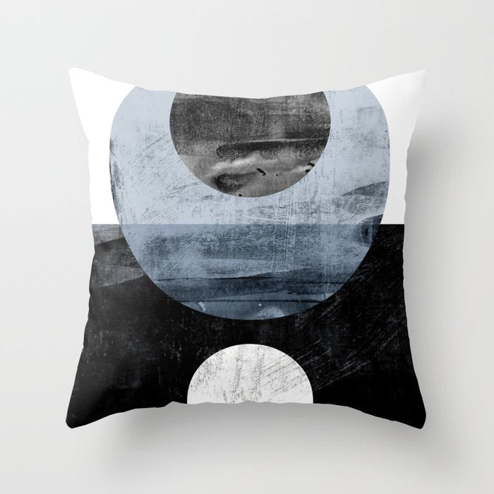 Circles Black And White Geometric Mid-Century Modern Abstract Throw Pillow