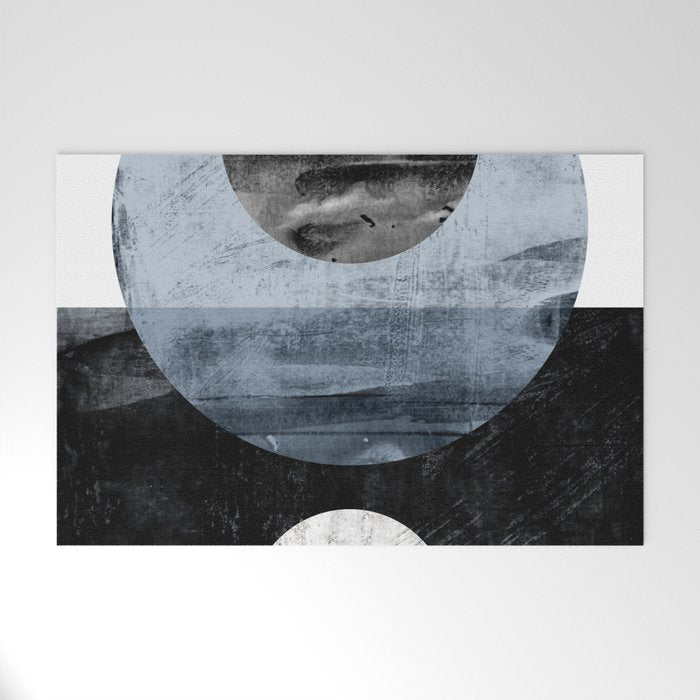 Circles Black And White Geometric Mid-Century Modern Abstract Welcome Mat