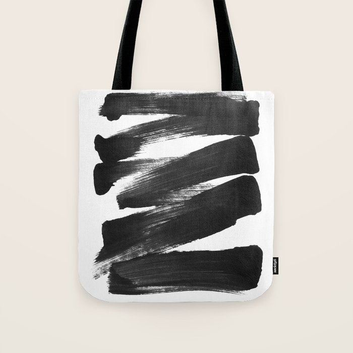 Black Brushstrokes Abstract Ink Painting Tote Bag