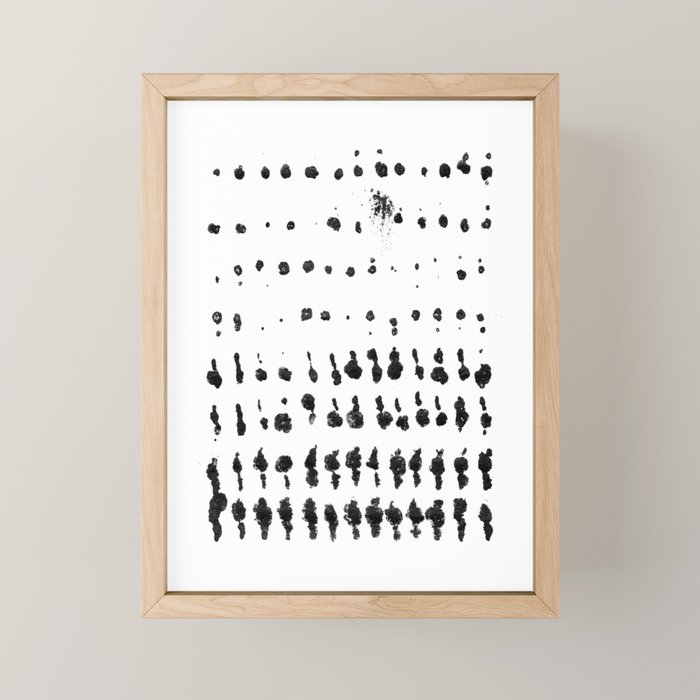 Medium Dots Pattern Black And White Distressed Texture Abstract Mini Art Print