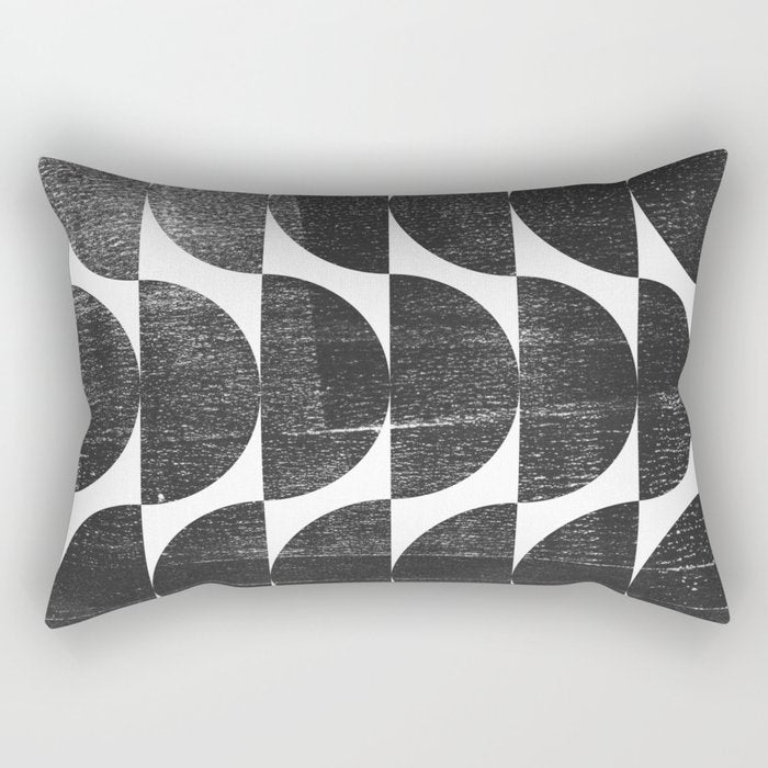 Mid Century Modern Op Art Black And White Pattern Rectangular Pillow