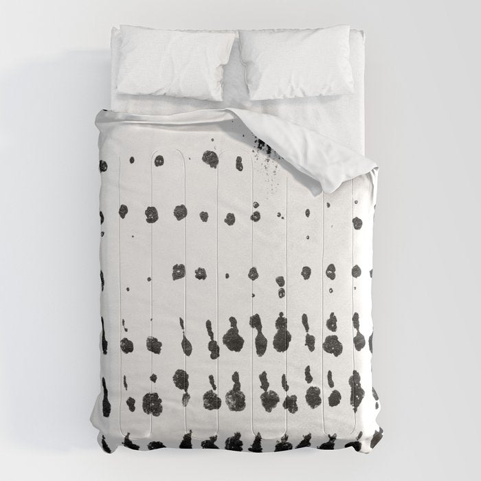 Medium Dots Pattern Black And White Distressed Texture Abstract Comforter