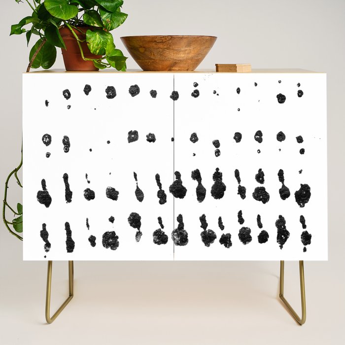 Medium Dots Pattern Black And White Distressed Texture Abstract Credenza