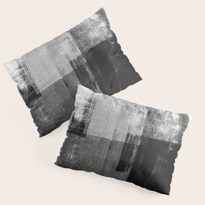 Black And White Minimalist Industrial Abstract Pillow Sham
