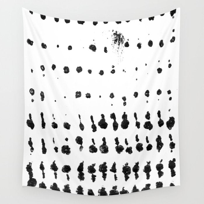 Medium Dots Pattern Black And White Distressed Texture Abstract Wall Tapestry