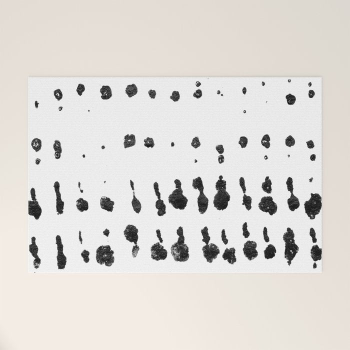 Medium Dots Pattern Black And White Distressed Texture Abstract Welcome Mat