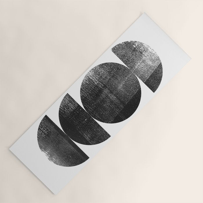 Black And White Mid Century Modern Circles Abstract Yoga Mat