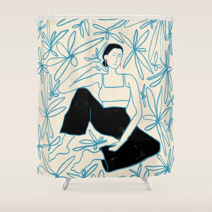 Woman In A Field Of Flowers Shower Curtain