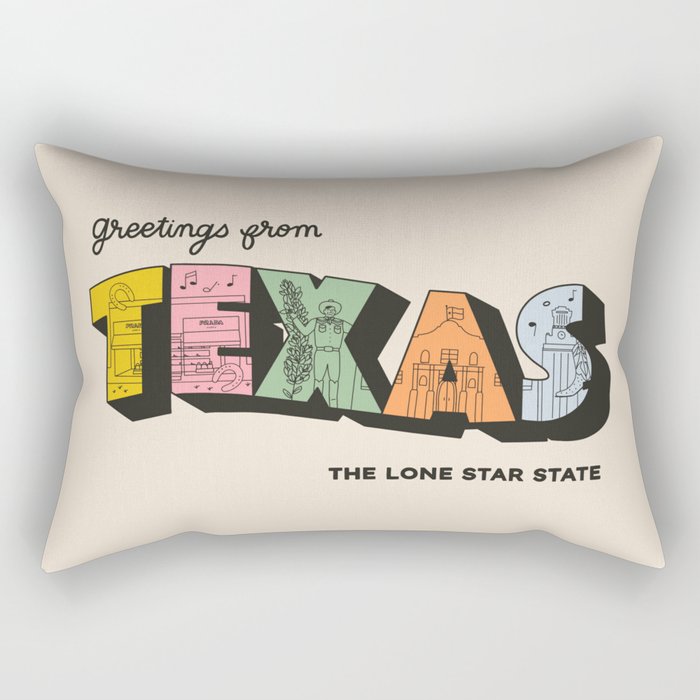 Greetings From Texas - Beige Rectangular Pillow