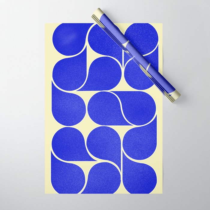 Blue Mid-Century Shapes No8 Wrapping Paper