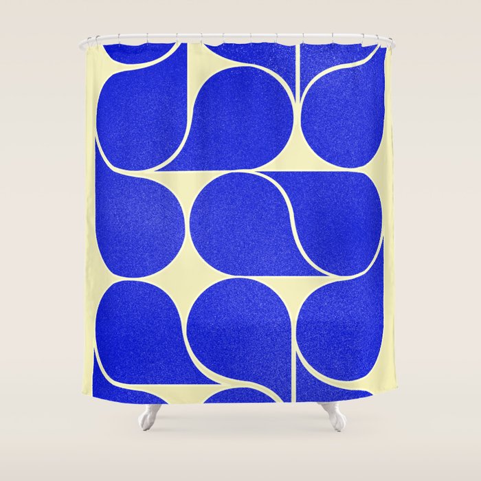 Blue Mid-Century Shapes No8 Shower Curtain