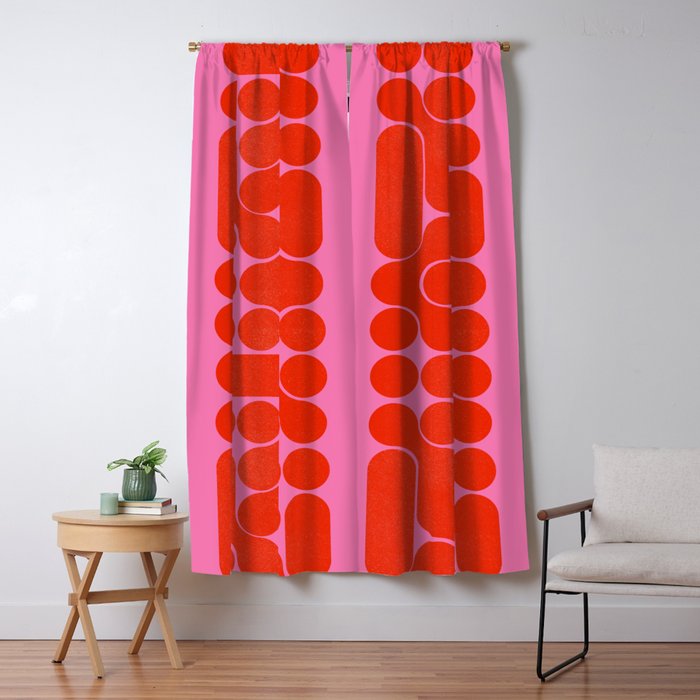 Abstract Mid-Century Shapes No 6 Window Curtain