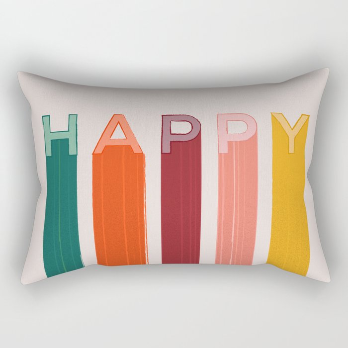 Happy Letters In Retro Colors Rectangular Pillow