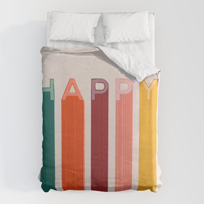 Happy Letters In Retro Colors Duvet Cover