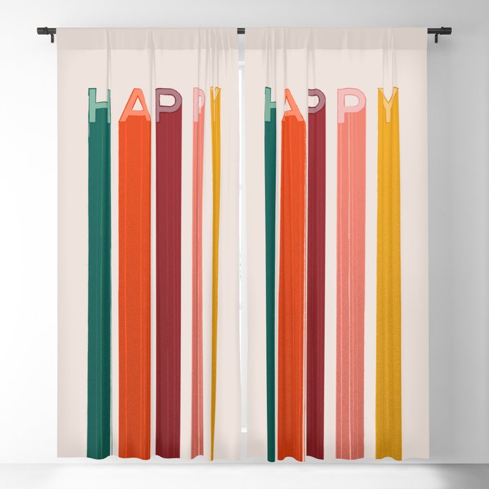 Happy Letters In Retro Colors Window Curtain