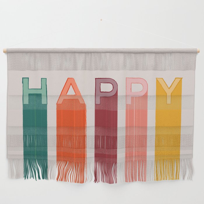 Happy Letters In Retro Colors Wall Hanging
