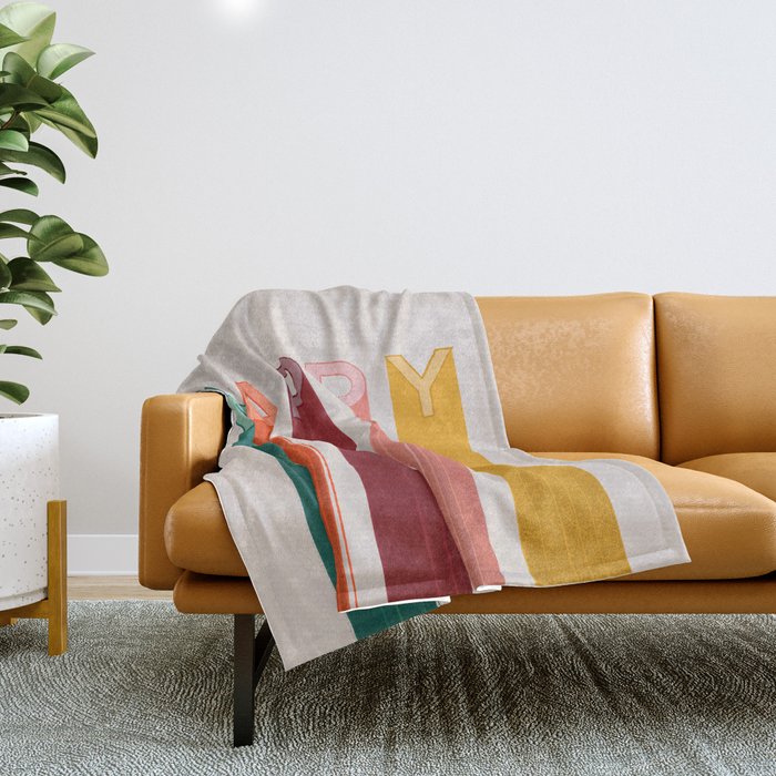 Happy Letters In Retro Colors Throw Blanket