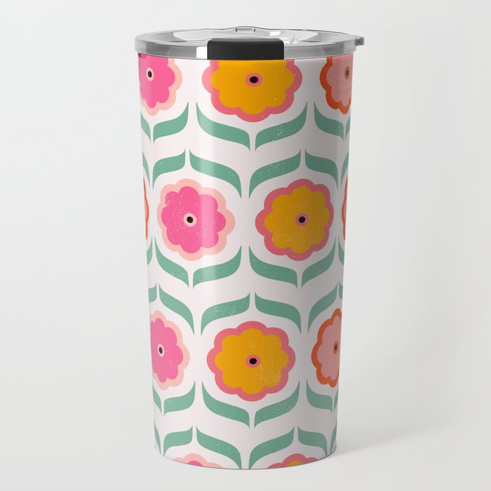 Bright Retro Geometric Pattern Travel Mug