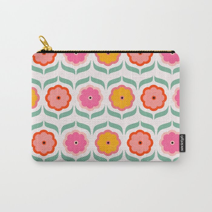 Bright Retro Geometric Pattern Carry All Pouch