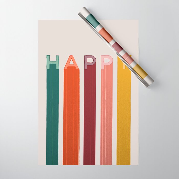 Happy Letters In Retro Colors Wrapping Paper